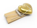 3d Gold heart in mousetrap