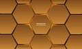 3d gold hexagonal technology abstract background with flashes under hexagon