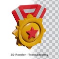 3D Gold medal and ribbon with transparency background