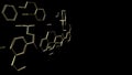 3d gold metal hexagons on black background HD Structure molecule communication. Dna, atom, neurons. Scientific concept design.