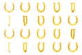 3d Gold metal horseshoe luck symbol fortune talisman Rotation Animation Frames Set Flat Design Vector Illustration
