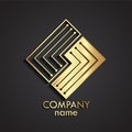 3d gold microchip logo electronic theme Royalty Free Stock Photo