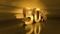 3d Gold -50%, Minus Fifty Percent Discount Sign Royalty Free Stock Photo