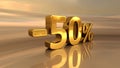 3d Gold -50%, Minus Fifty Percent Discount Sign Royalty Free Stock Photo