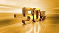 3d Gold -50%, Minus Fifty Percent Discount Sign Royalty Free Stock Photo