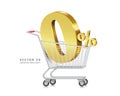 zero percent gold numbers placed on shopping cart or trolley For designing promotions with no interest or no fee