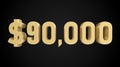 90 thousand dollars 3D gold, 3D numbers Royalty Free Stock Photo