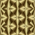 3d gold ornamental geometric greek vector seamless pattern. Textured gold background. Modern abstract repeat backdrop. Surface Royalty Free Stock Photo