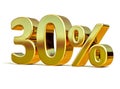 3d Gold 30 Percent Discount Sign