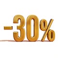 3d Gold 30 Percent Discount Sign