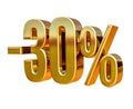 3d Gold 30 Percent Discount Sign