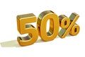 3d Gold 50 Percent Sign