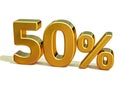 3d Gold 50 Percent Sign