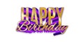 3D Gold and Purple Happy Birthday Lettering