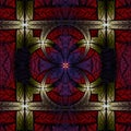 3d gold red purple symmetric fractal pattern