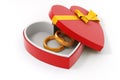 3d gold ring in a heart shape case