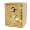 3D gold safe box isolated on background with clipping path. Royalty Free Stock Photo