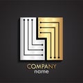 3d gold silver electronic microchip logo Royalty Free Stock Photo