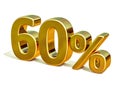 3d Gold 60 Sixty Percent Discount Sign Royalty Free Stock Photo