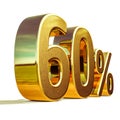 3d Gold 60 Sixty Percent Discount Sign Royalty Free Stock Photo