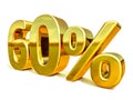 3d Gold 60 Sixty Percent Discount Sign Royalty Free Stock Photo