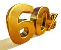 3d Gold 60 Sixty Percent Discount Sign Royalty Free Stock Photo