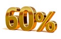 3d Gold 60 Sixty Percent Discount Sign Royalty Free Stock Photo