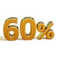 3d Gold 60 Sixty Percent Discount Sign Royalty Free Stock Photo