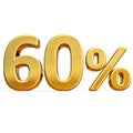 3d Gold 60 Sixty Percent Discount Sign Royalty Free Stock Photo