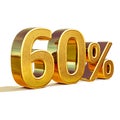 3d Gold 60 Sixty Percent Discount Sign Royalty Free Stock Photo