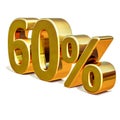 3d Gold 60 Sixty Percent Discount Sign Royalty Free Stock Photo