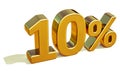 3d Gold 10 Ten Percent Discount Sign Royalty Free Stock Photo