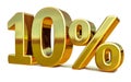 3d Gold 10 Ten Percent Discount Sign Royalty Free Stock Photo