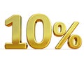 3d Gold 10 Ten Percent Discount Sign Royalty Free Stock Photo