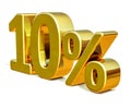 3d Gold 10 Ten Percent Discount Sign Royalty Free Stock Photo