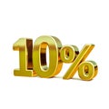 3d Gold 10 Ten Percent Discount Sign Royalty Free Stock Photo