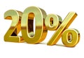 3d Gold 20 Twenty Percent Discount Sign