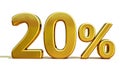 3d Gold 20 Twenty Percent Discount Sign