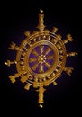 3D Gold Viking Pagan Asatru Runic Compass, Vegvisir Rune Circle Viking Norse Mythology. Protective talisman for travelers. Magical