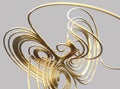 3d gold wire mathematical knot against gray background