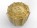 3D Golden bitcoin stack