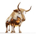 3D golden bull isolated on white