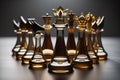 3d golden chess monarch 3d golden pieces 3d golden chess Royalty Free Stock Photo
