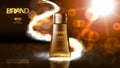 3D Golden Cosmetic Tube With Bokeh Light