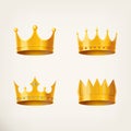 3D golden crown for queen or monarch, king