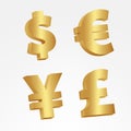 3D Golden currency signs