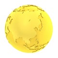 3D golden earth pure gold globe Royalty Free Stock Photo