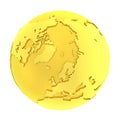 3D golden earth pure gold globe Royalty Free Stock Photo