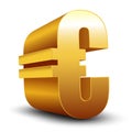 3D golden Euro sign on white