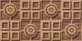 3D Golden flower wooden wall tiles design, Print in Ceramic Industries Beautiful set of tiles in traditional style in wall decor